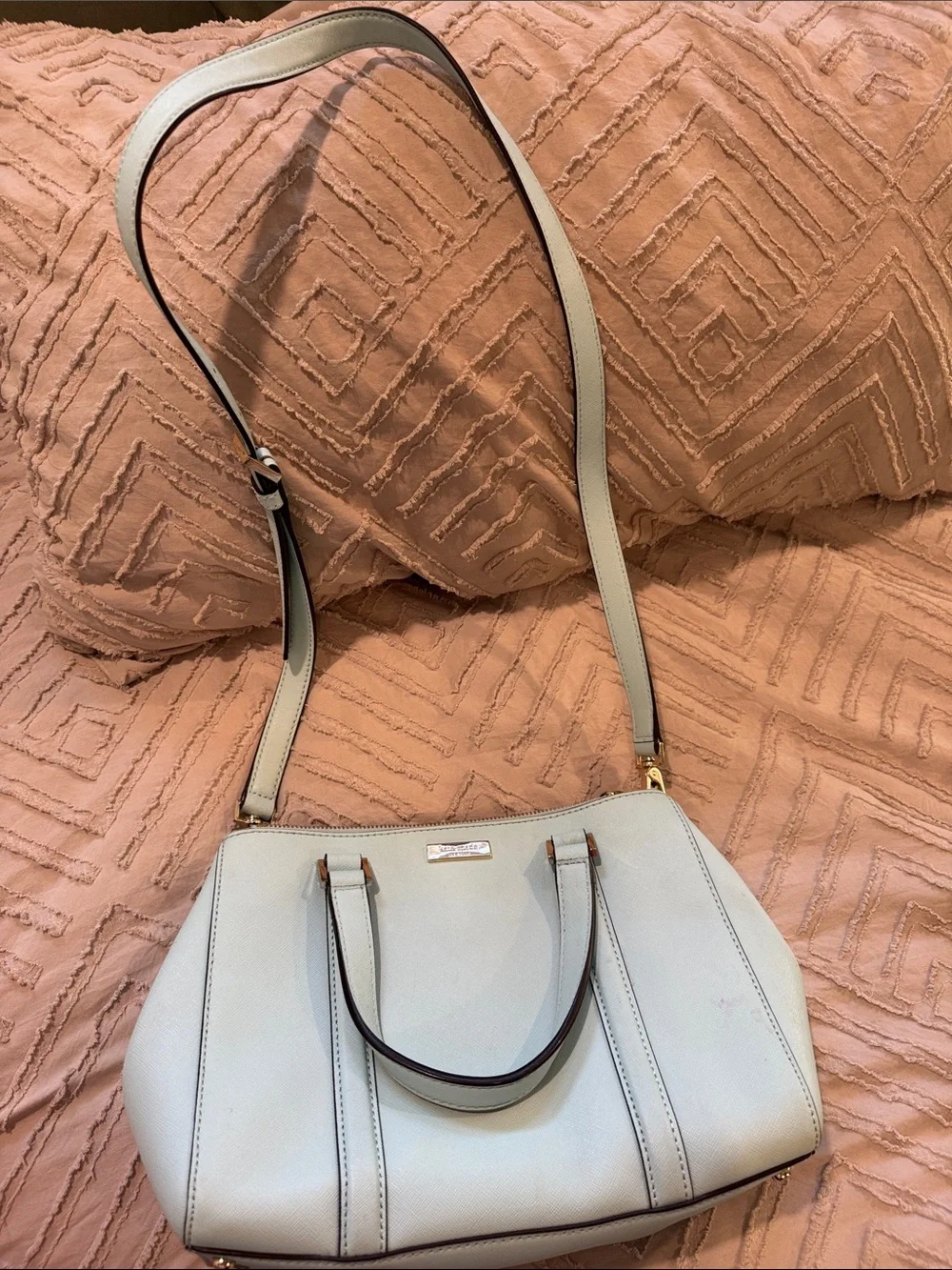 kate spade Mint Green Saffiano Leather Satchel with Crossbody Strap